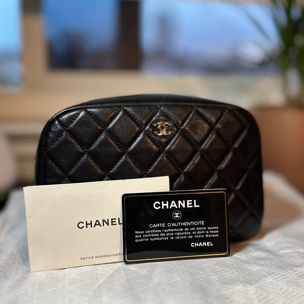 CHANEL Medium Lambskin Curvy Cosmetic Pouch